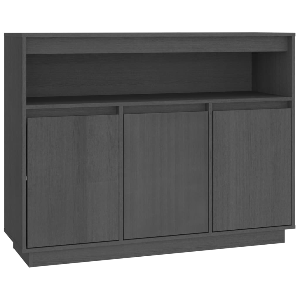 Credenza Grigia 104,5x34x80 cm in Legno Massello di Pino 814391