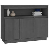 Credenza Grigia 104,5x34x80 cm in Legno Massello di Pino 814391