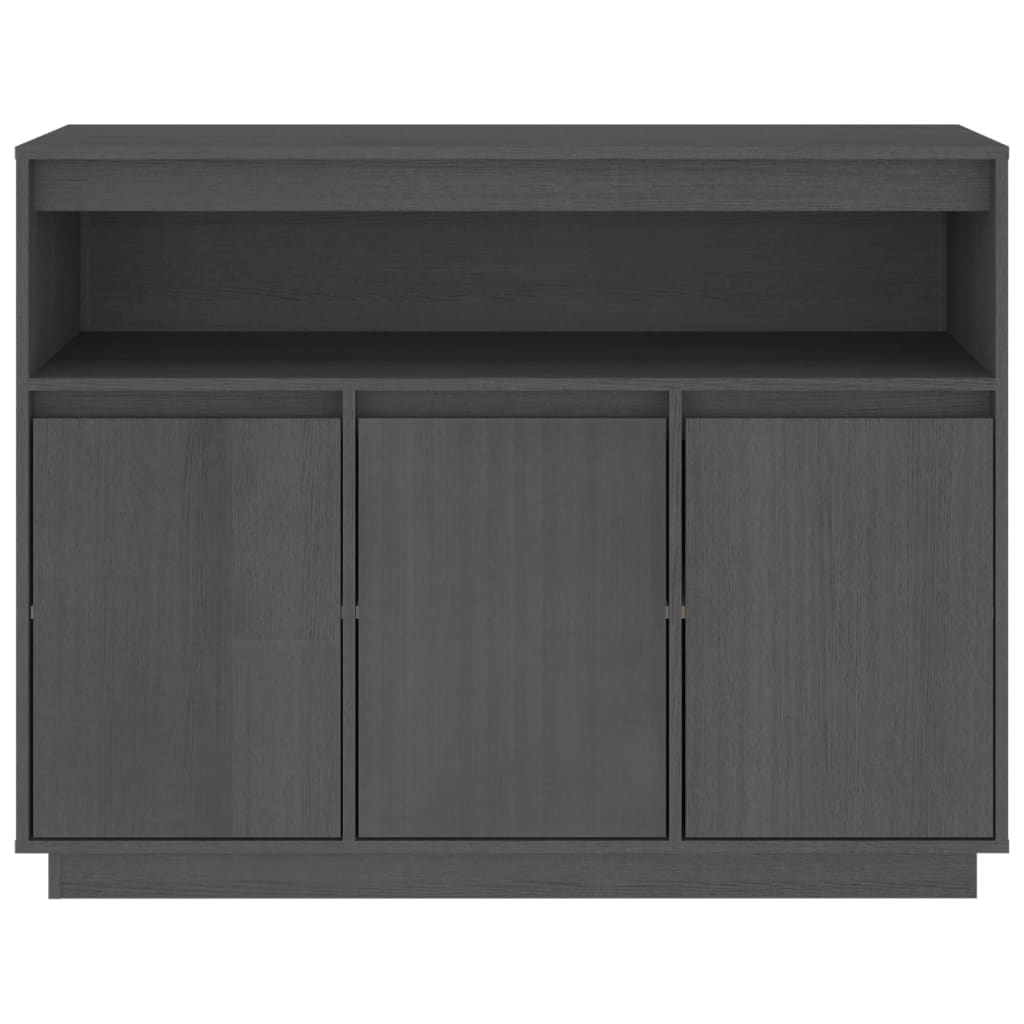 Credenza Grigia 104,5x34x80 cm in Legno Massello di Pino 814391