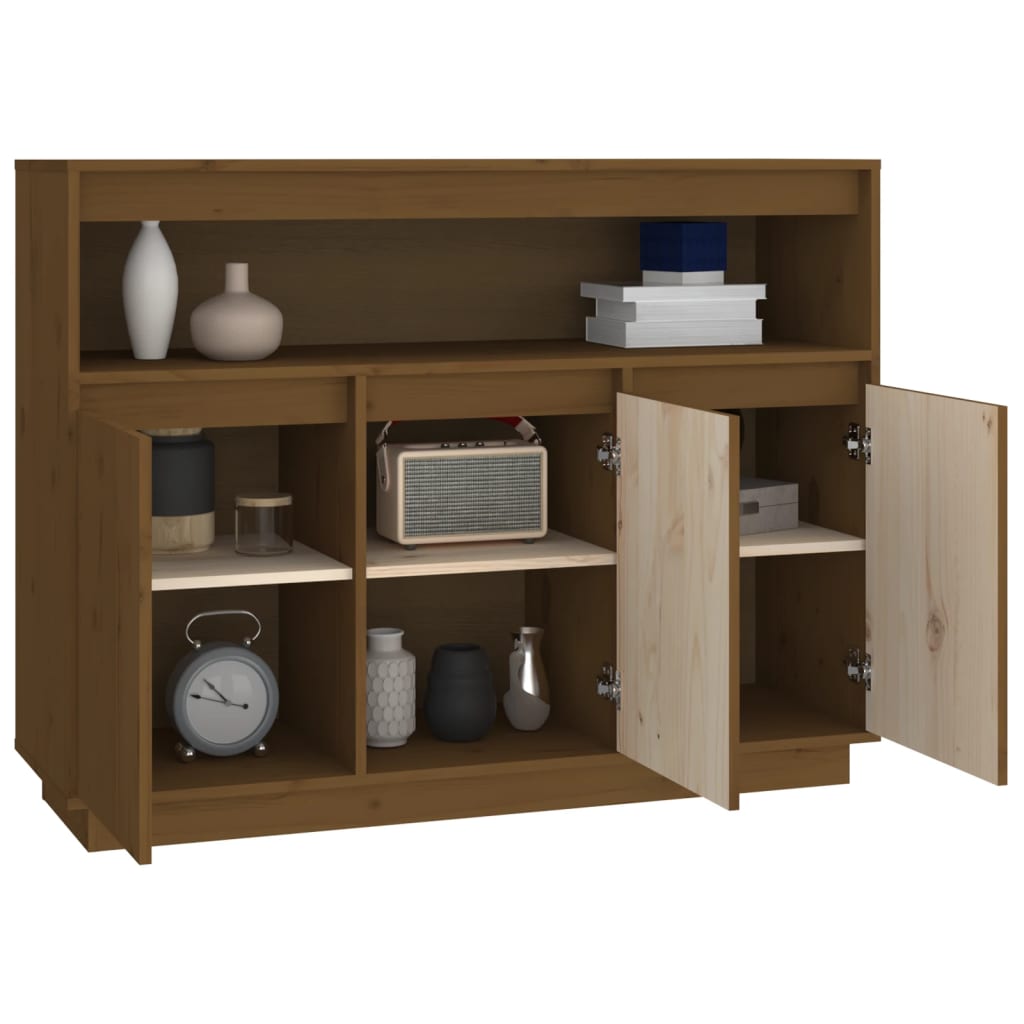 Credenza Marrone ambra 104,5x34x80 cm in Legno Massello di Pino 814392
