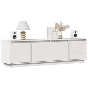 Mobile Porta TV Bianco 156x37x45 cm in Legno Massello di Pino 814395
