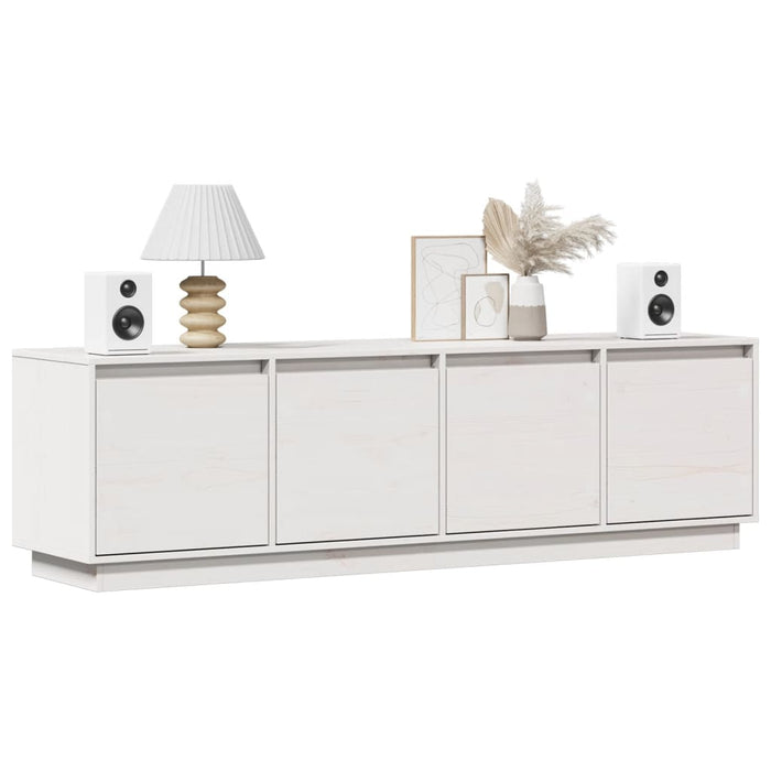 Mobile Porta TV Bianco 156x37x45 cm in Legno Massello di Pino 814395