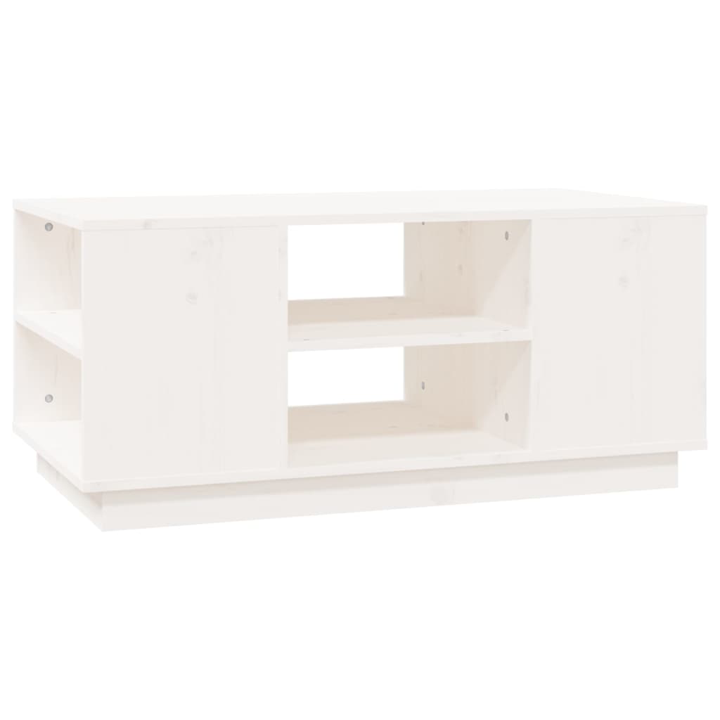 Tavolino da Salotto Bianco 90x49x40,5 cm Legno Massello di Pino
