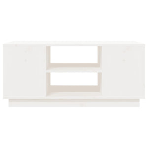 Tavolino da Salotto Bianco 90x49x40,5 cm Legno Massello di Pino 814400