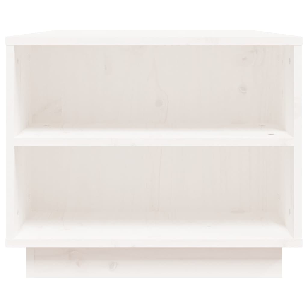 Tavolino da Salotto Bianco 90x49x40,5 cm Legno Massello di Pino