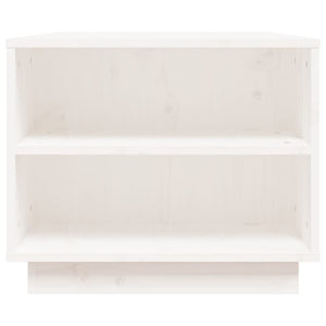 Tavolino da Salotto Bianco 90x49x40,5 cm Legno Massello di Pino