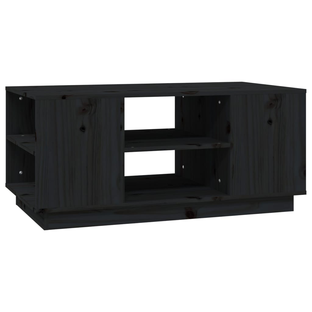 Tavolino da Salotto Nero 90x49x40,5 cm Legno Massello di Pino 814403