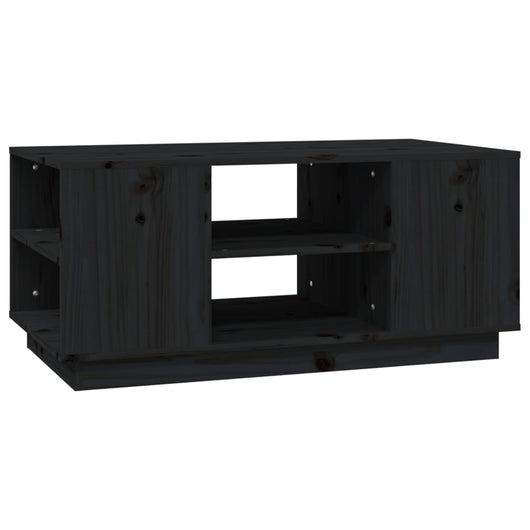 Tavolino da Salotto Nero 90x49x40,5 cm Legno Massello di Pino 814403