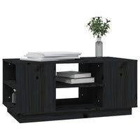 Tavolino da Salotto Nero 90x49x40,5 cm Legno Massello di Pino 814403
