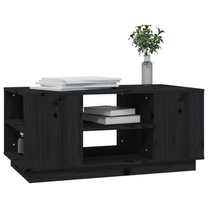 Tavolino da Salotto Nero 90x49x40,5 cm Legno Massello di Pino 814403