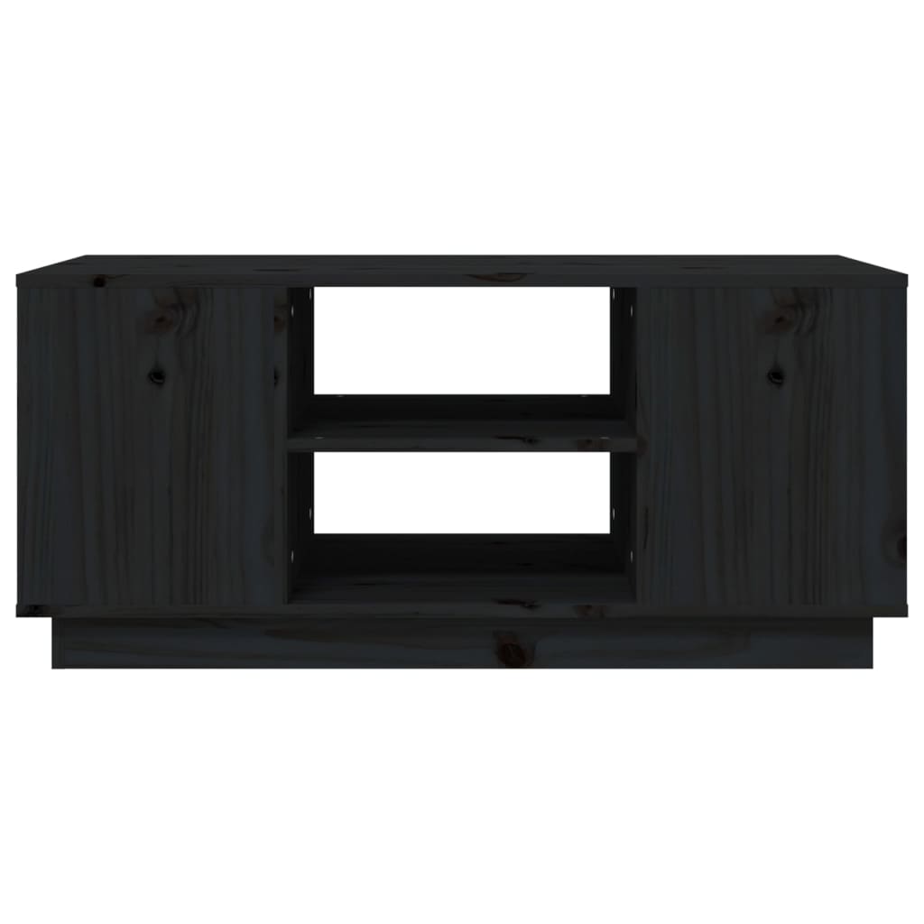Tavolino da Salotto Nero 90x49x40,5 cm Legno Massello di Pino 814403