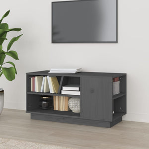 Mobile Porta TV Grigio 80x35x40,5 cm in Legno Massello di Pino 814406