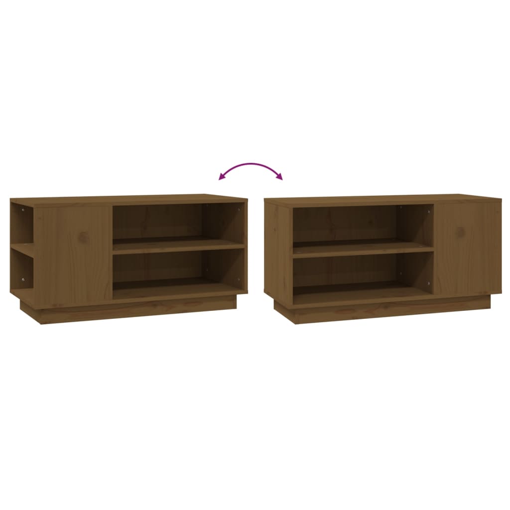 Mobile Porta TV-Mobile per TV-Credenza TV ambra 80x35x40,5 cm in Legno Massello di Pino 194192