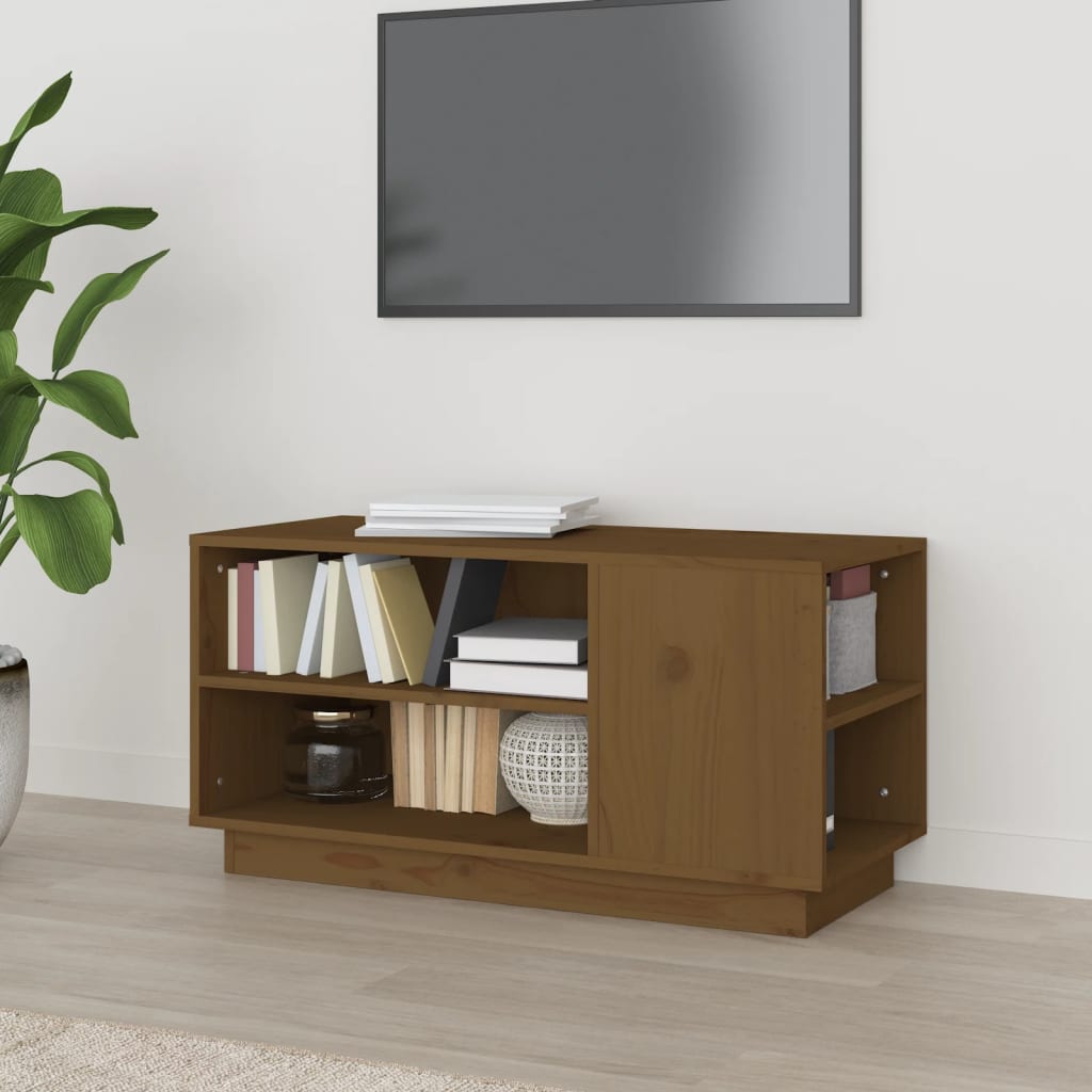 Mobile Porta TV-Mobile per TV-Credenza TV ambra 80x35x40,5 cm in Legno Massello di Pino 194192