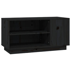 Mobile Porta TV Nera 80x35x40,5 cm in Legno Massello di Pino 814408