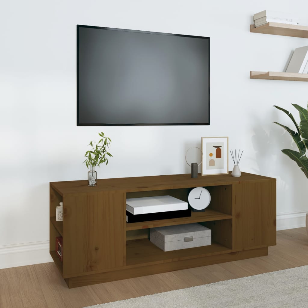 Mobile Porta TV-Mobile per TV-Credenza TV ambra 110x35x40,5 cm in Legno Massello di Pino 564422