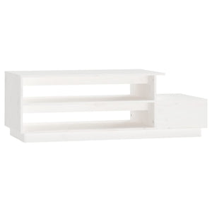 Tavolino da Salotto Bianco 120x50x40,5cm Legno Massello di Pino 814415