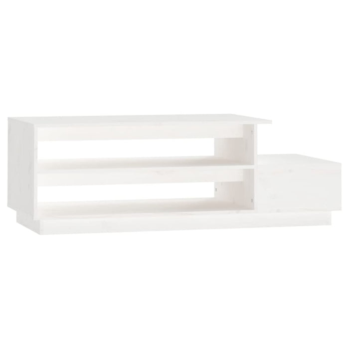 Tavolino da Salotto Bianco 120x50x40,5cm Legno Massello di Pino 814415