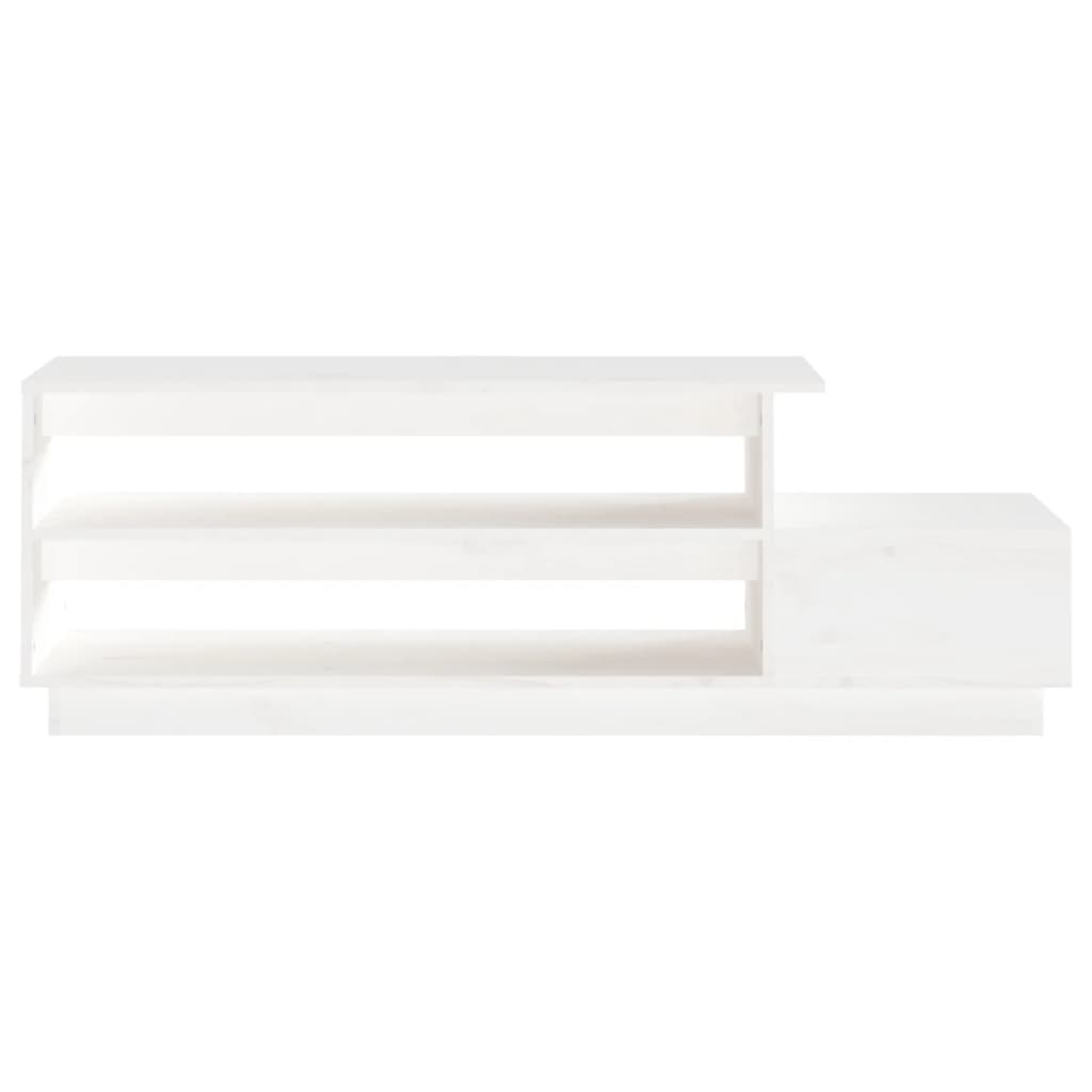 Tavolino da Salotto Bianco 120x50x40,5cm Legno Massello di Pino 814415