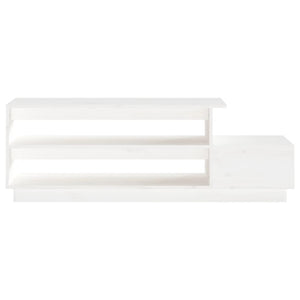 Tavolino da Salotto Bianco 120x50x40,5cm Legno Massello di Pino 814415