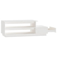 Tavolino da Salotto Bianco 120x50x40,5cm Legno Massello di Pino 814415