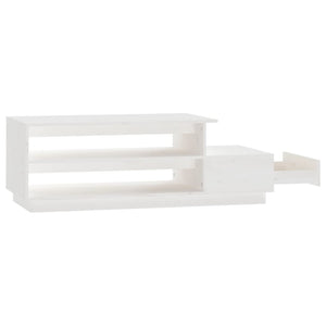 Tavolino da Salotto Bianco 120x50x40,5cm Legno Massello di Pino 814415