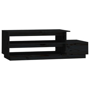 Tavolino da Salotto Nero 120x50x40,5 cm Legno Massello di Pino 814418