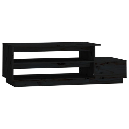 Tavolino da Salotto Nero 120x50x40,5 cm Legno Massello di Pino 814418