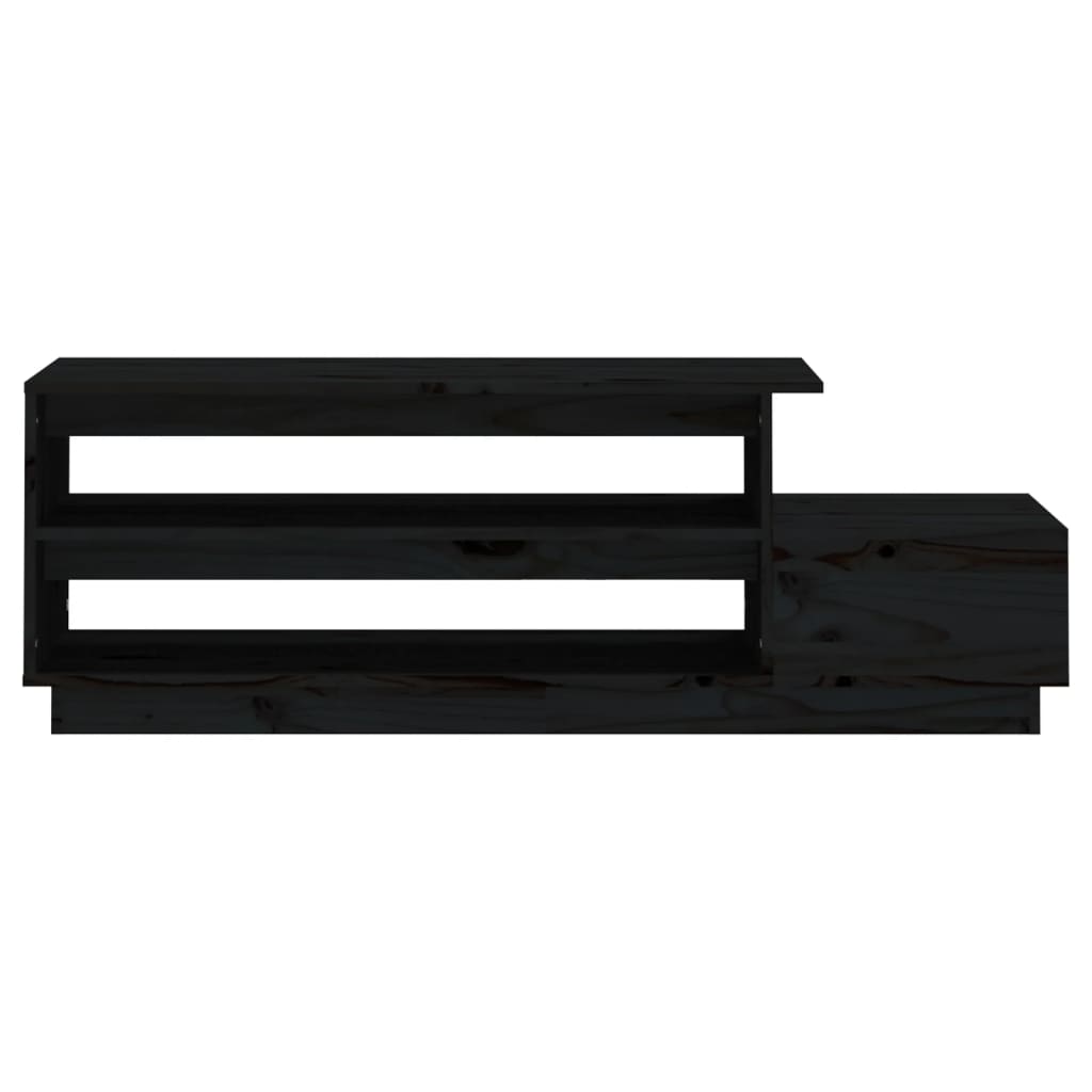 Tavolino da Salotto Nero 120x50x40,5 cm Legno Massello di Pino 814418