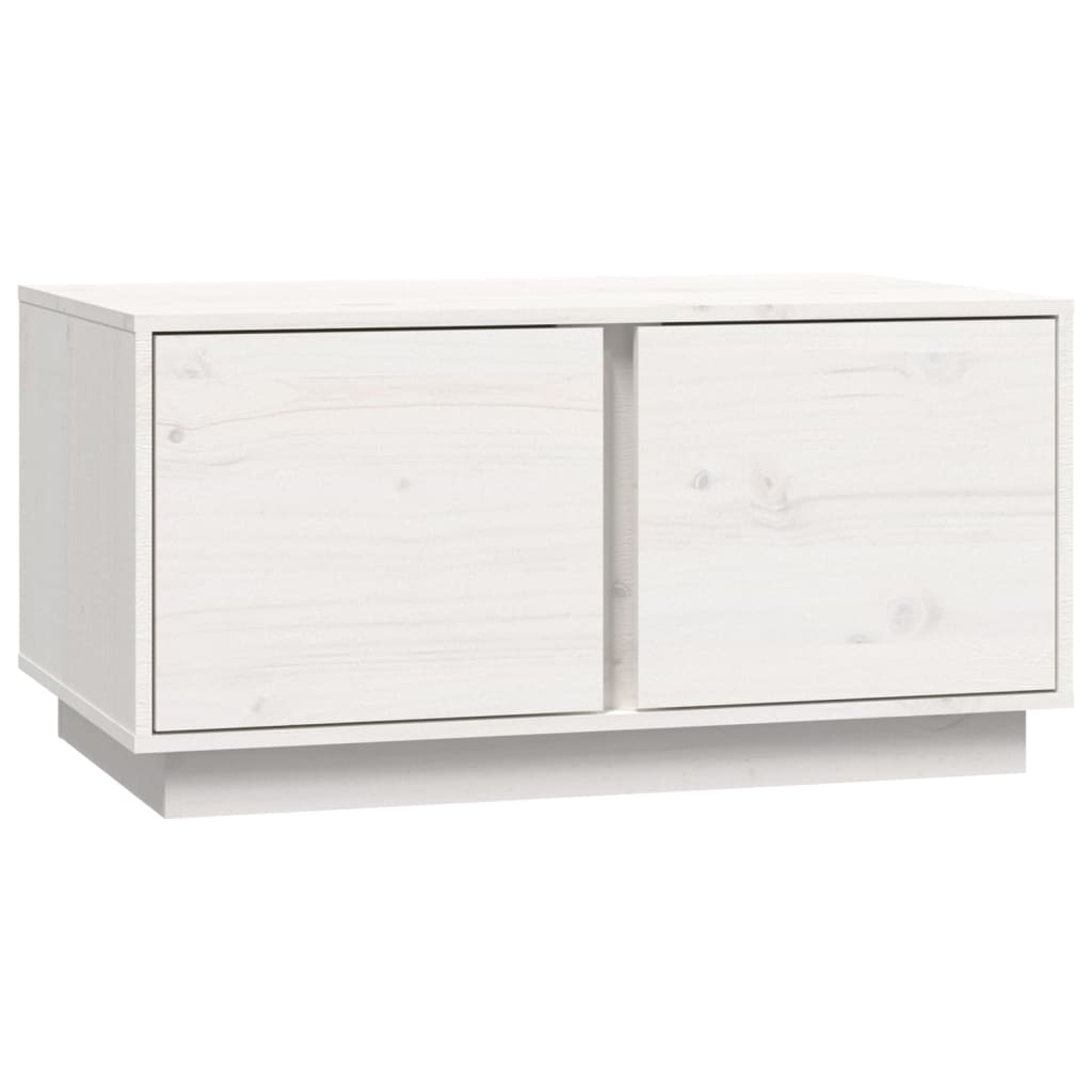 Tavolino da Salotto Bianco 80x50x40 cm Legno Massello di Pino 814420