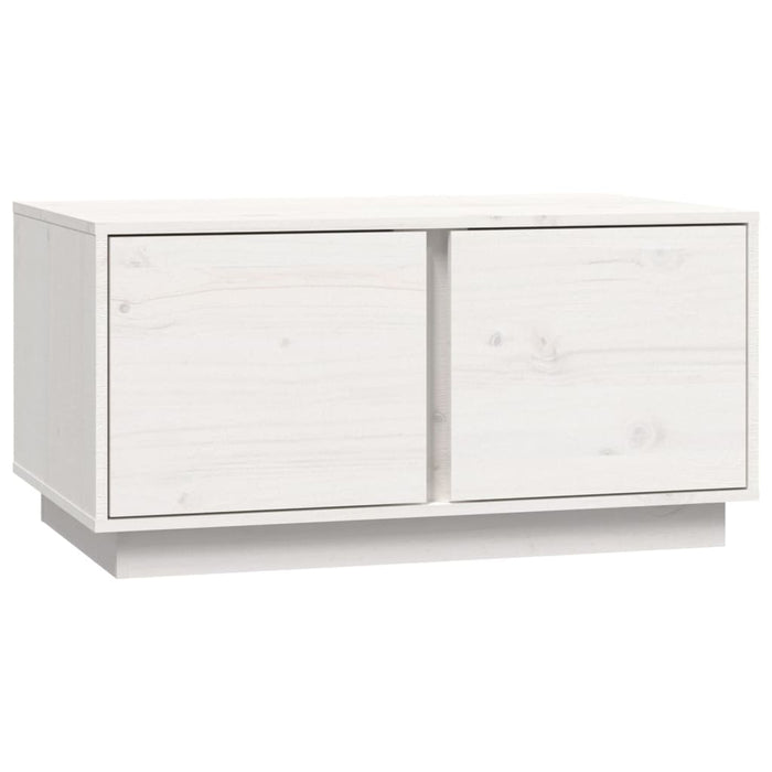 Tavolino da Salotto Bianco 80x50x40 cm Legno Massello di Pino 814420