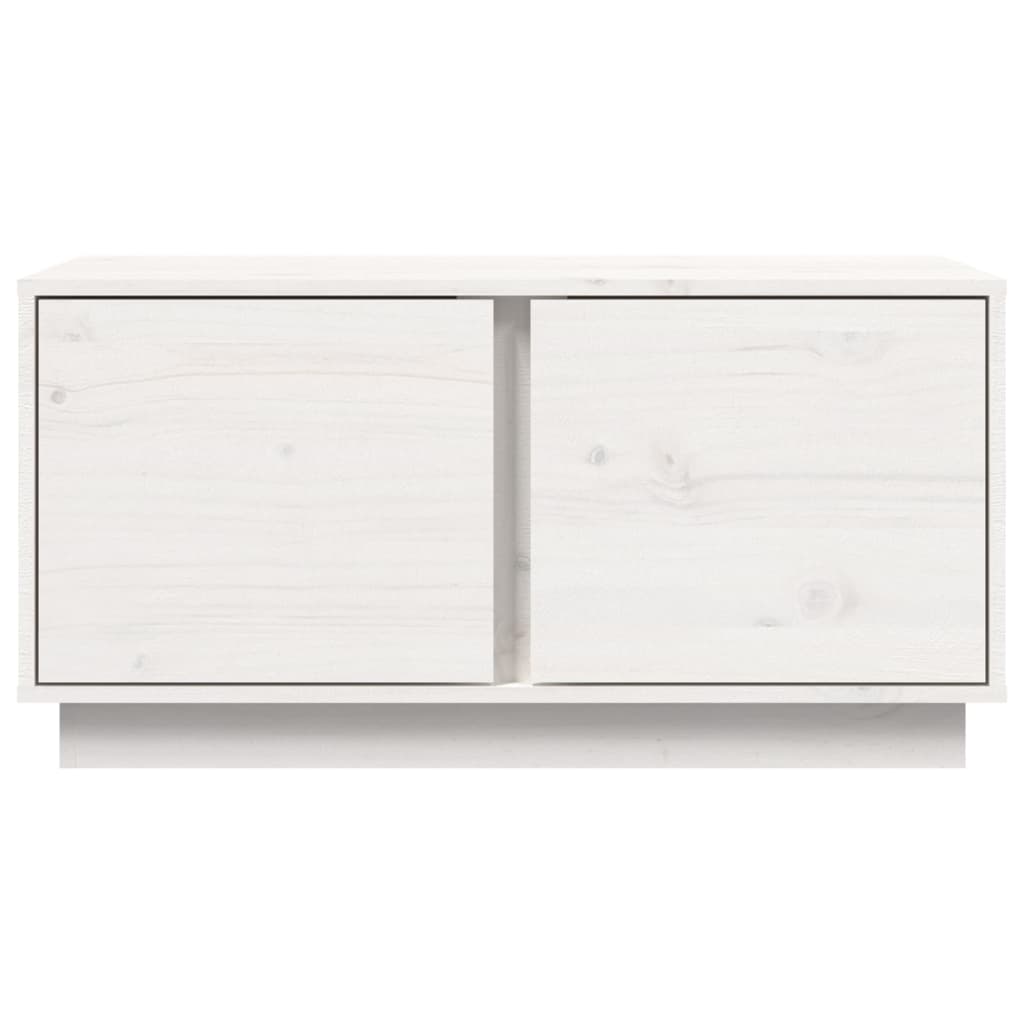 Tavolino da Salotto Bianco 80x50x40 cm Legno Massello di Pino 814420
