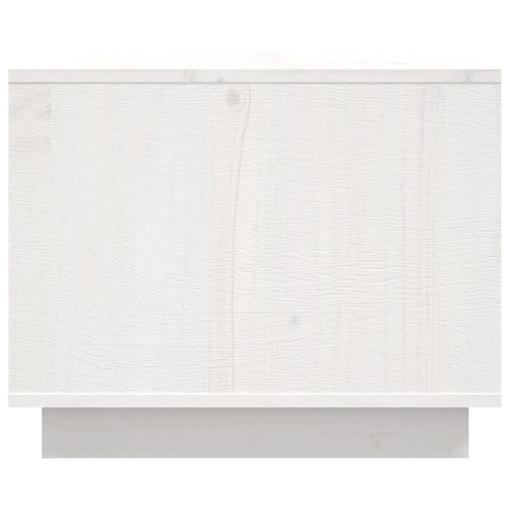 Tavolino da Salotto Bianco 80x50x40 cm Legno Massello di Pino 814420