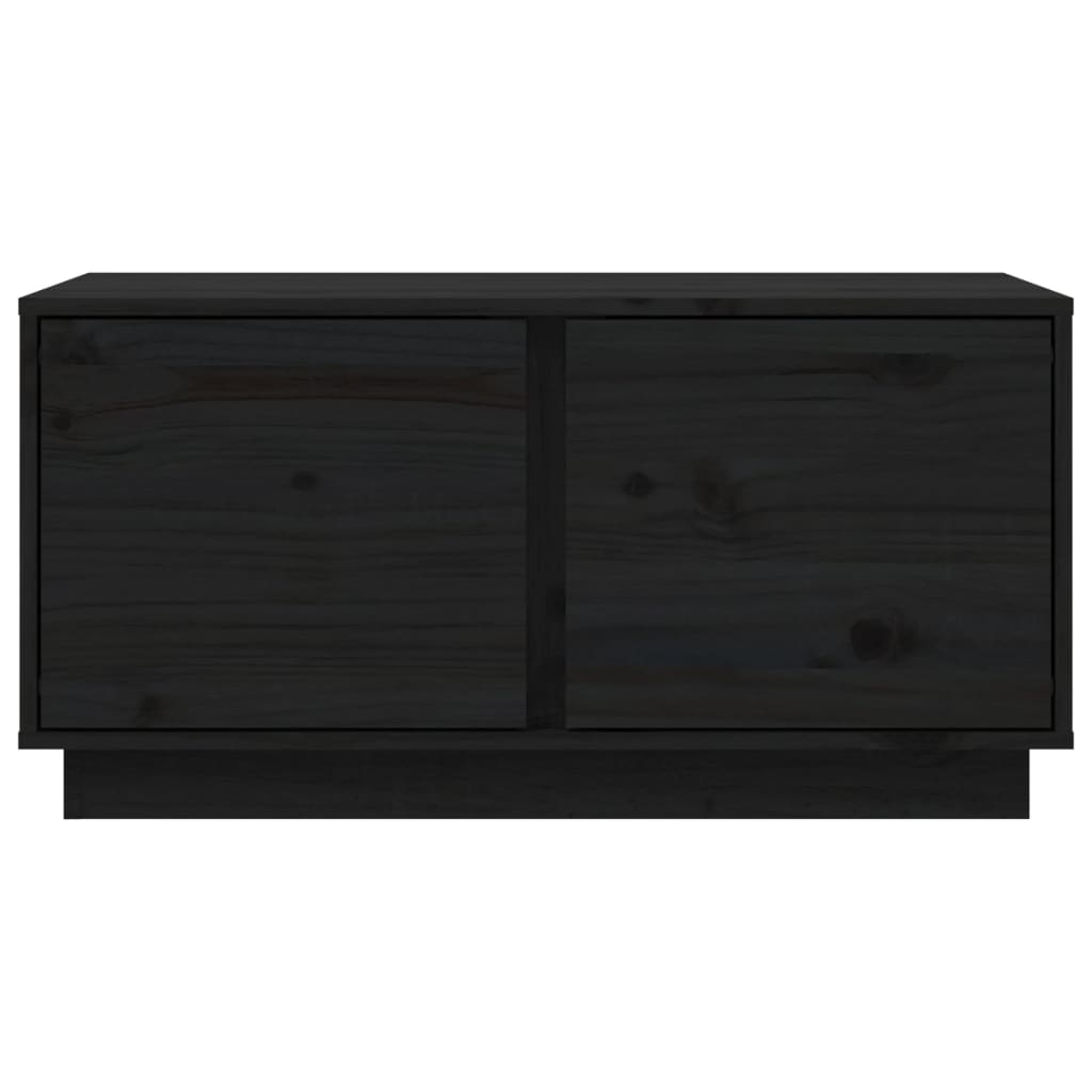 Tavolino da Salotto Nero 80x50x40 cm Legno Massello di Pino 814423