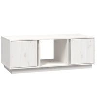 Tavolino da Salotto Bianco 110x50x40 cm Legno Massello di Pino 814425