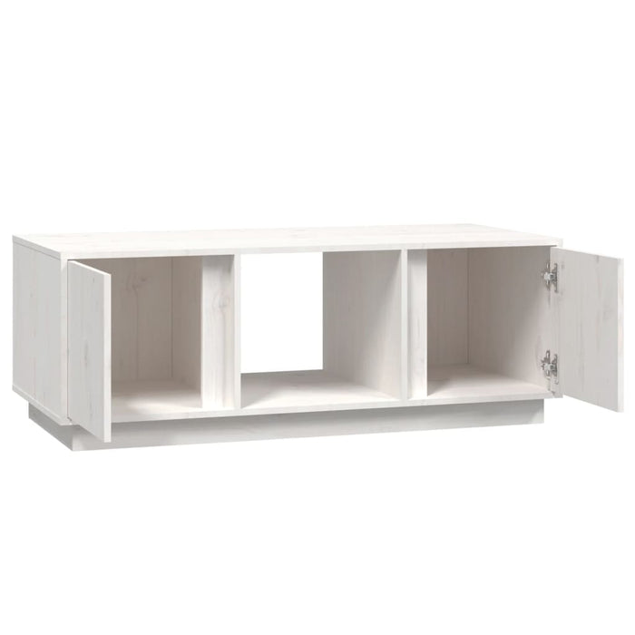 Tavolino da Salotto Bianco 110x50x40 cm Legno Massello di Pino 814425