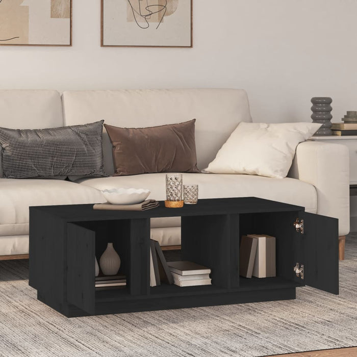 Tavolino da Salotto-Tavolino da soggiorno-Tavolo Nero 110x50x40 cm Legno Massello di Pino 885670
