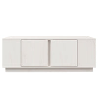 Tavolino da Salotto Bianco 110x50x40 cm Legno Massello di Pino 814430