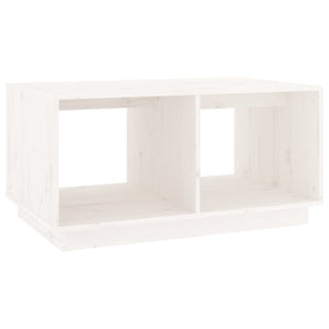 Tavolino da Salotto Bianco 80x50x40 cm Legno Massello di Pino 814435