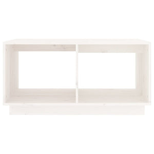 Tavolino da Salotto Bianco 80x50x40 cm Legno Massello di Pino 814435