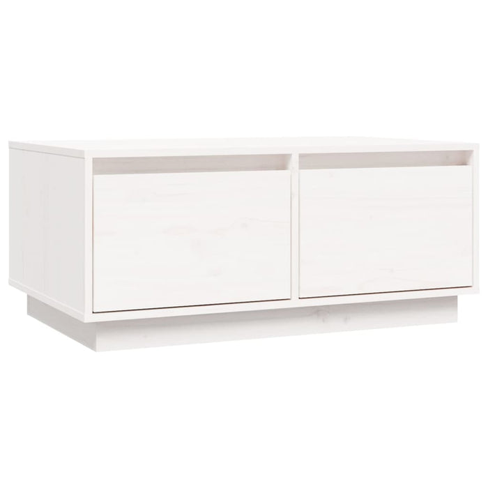 Tavolino da Salotto Bianco 80x50x35 cm Legno Massello di Pino 814440
