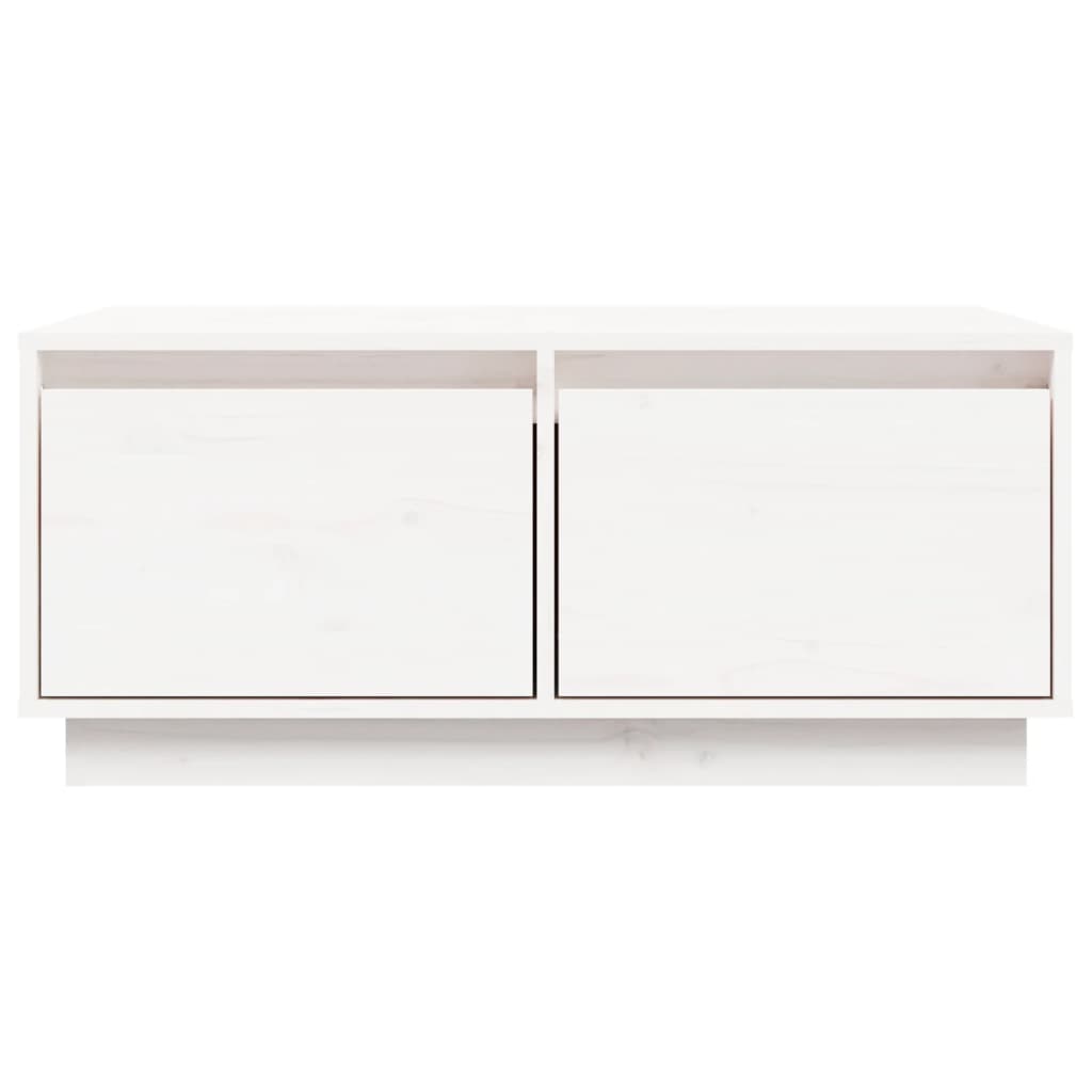 Tavolino da Salotto Bianco 80x50x35 cm Legno Massello di Pino 814440