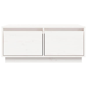 Tavolino da Salotto Bianco 80x50x35 cm Legno Massello di Pino 814440