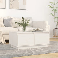 Tavolino da Salotto Bianco 80x50x35 cm Legno Massello di Pino 814440