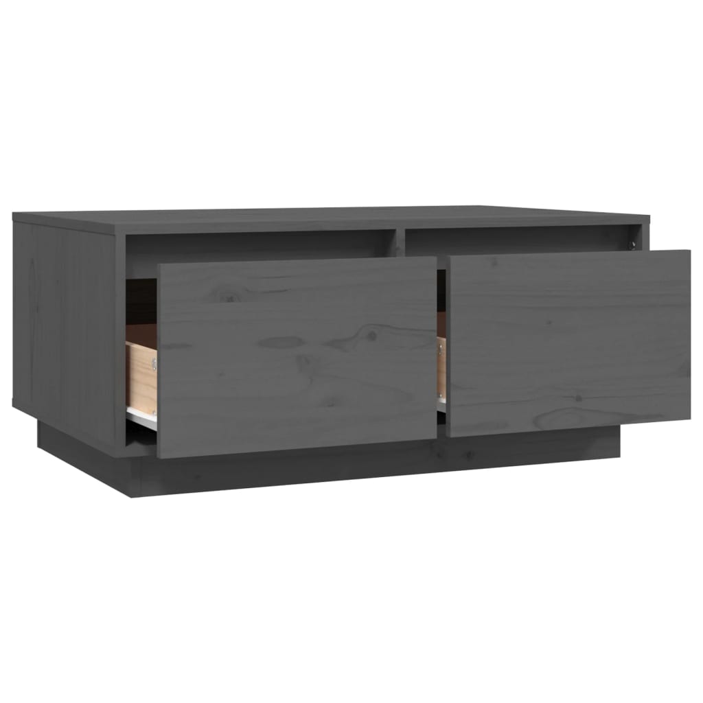 Tavolino da Salotto Grigio 80x50x35 cm Legno Massello di Pino 814441