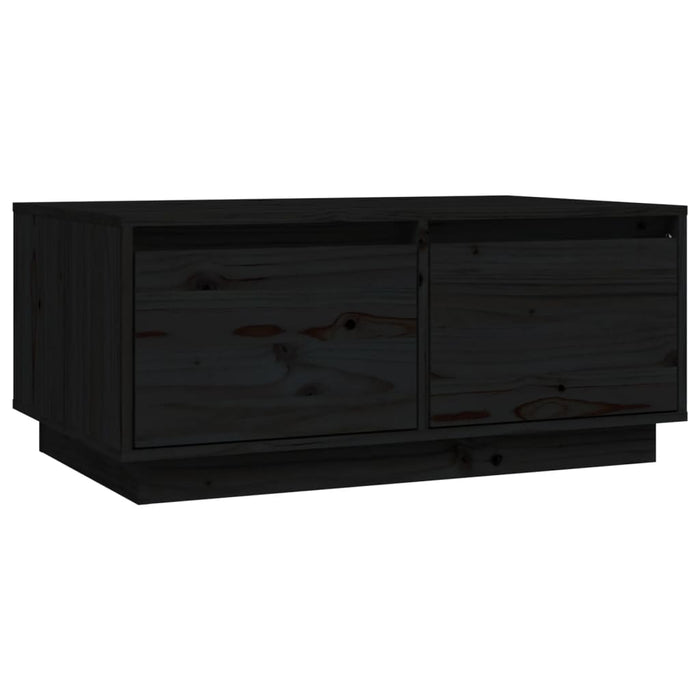 Tavolino da Salotto Nero 80x50x35 cm Legno Massello di Pino 814443