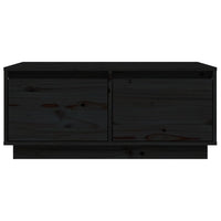 Tavolino da Salotto Nero 80x50x35 cm Legno Massello di Pino 814443