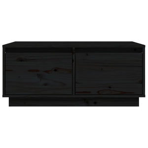 Tavolino da Salotto Nero 80x50x35 cm Legno Massello di Pino 814443
