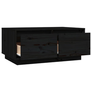 Tavolino da Salotto Nero 80x50x35 cm Legno Massello di Pino 814443