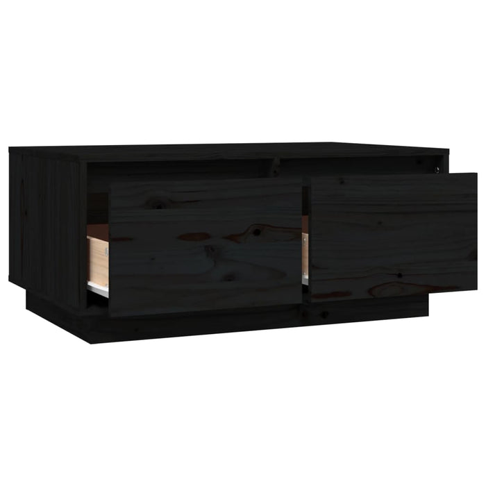 Tavolino da Salotto Nero 80x50x35 cm Legno Massello di Pino 814443